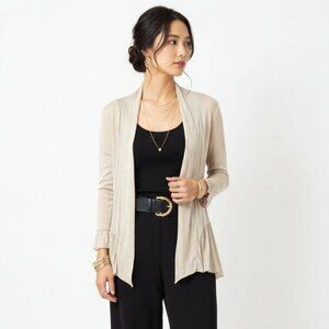 Piazza Del Tempio Tan Open Front Long Sleeve Blouse Top M